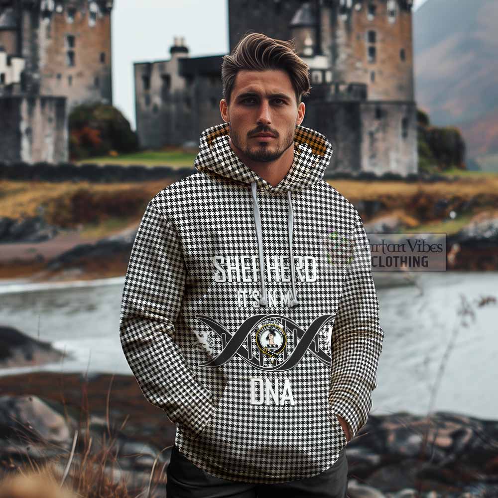 Tartan Vibes Clothing Shepherd Tartan Cotton Hoodie with Family Crest DNA In Me Style