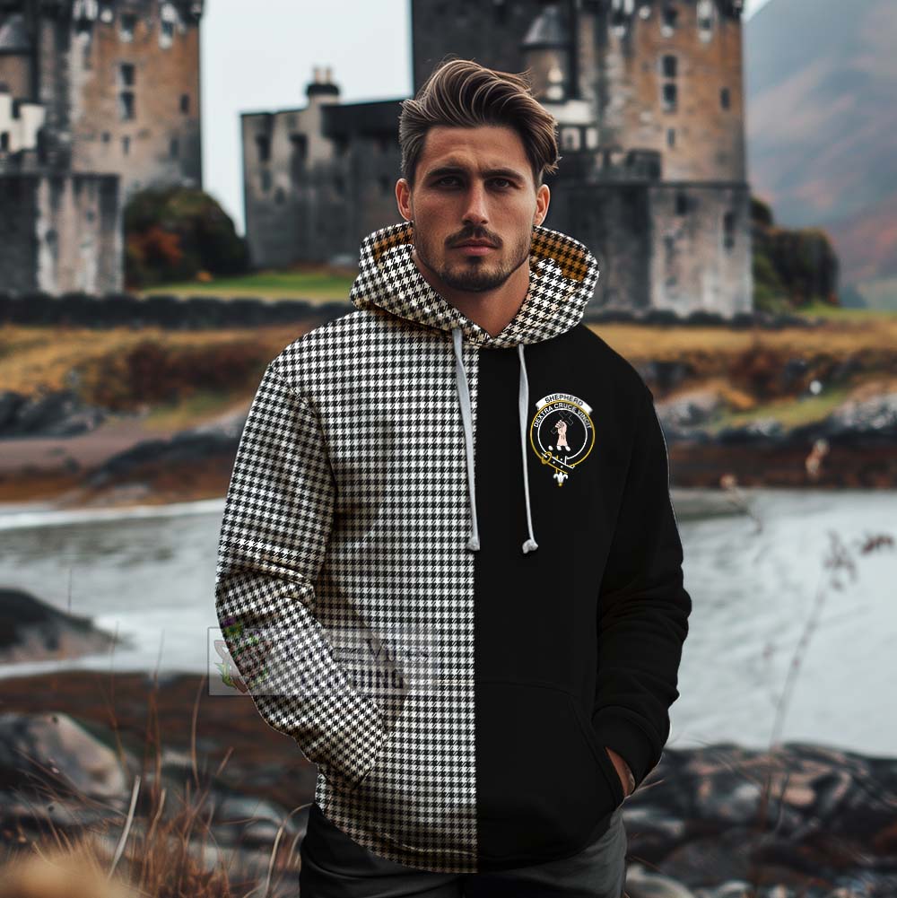 Tartan Vibes Clothing Shepherd Tartan Cotton Hoodie with Family Crest and Half Of Me Style