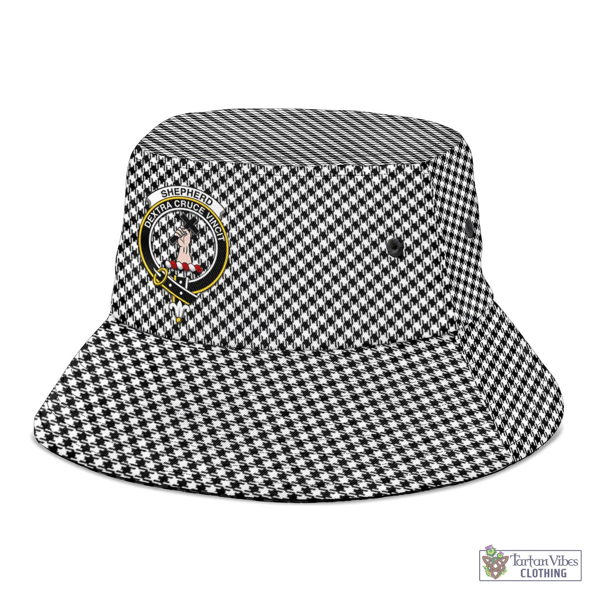 Tartan Vibes Clothing Shepherd Tartan Bucket Hat with Family Crest