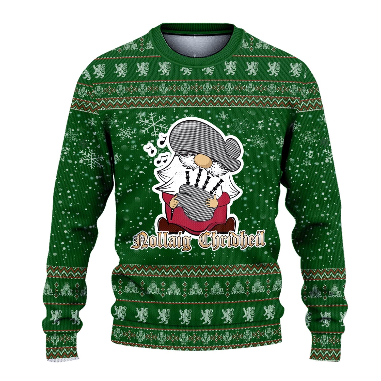 Shepherd Clan Christmas Family Knitted Sweater with Funny Gnome Playing Bagpipes - Tartanvibesclothing