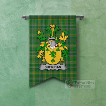 Sheridan Irish Clan Tartan Gonfalon, Tartan Banner with Coat of Arms Fishtail - Tartan Vibes Clothing