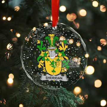 Sheridan Irish Clan Christmas Glass Ornament with Coat of Arms