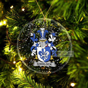 Sherlock Irish Clan Christmas Glass Ornament with Coat of Arms