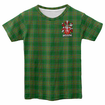 Shevlin Irish Clan Tartan Kid T-Shirt with Coat of Arms Youth XL Size14 - Tartan Vibes Clothing