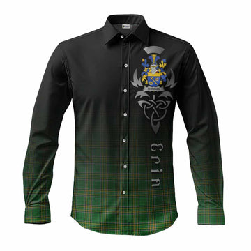 Shinnick Irish Clan Long Sleeve Button Shirt with Coat of Arms Erin Go Bragh Celtic Inspired Men's Shirt S - Tartan Vibes Clothing