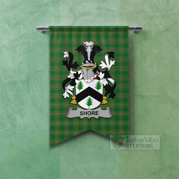 Shore Irish Clan Tartan Gonfalon, Tartan Banner with Coat of Arms Fishtail - Tartan Vibes Clothing