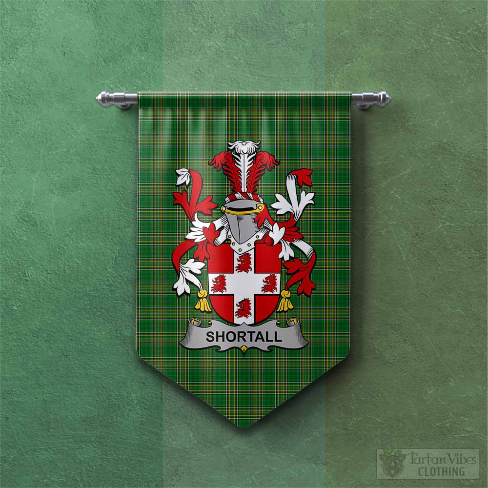 Shortall Irish Clan Tartan Gonfalon, Tartan Banner with Coat of Arms Chevron - Tartan Vibes Clothing