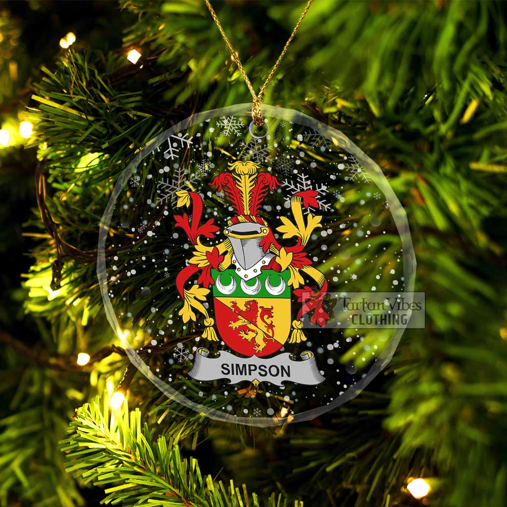 Tartan Vibes Clothing Simpson Irish Clan Christmas Glass Ornament with Coat of Arms