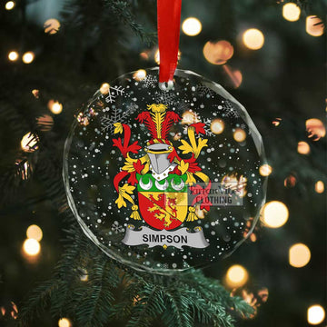 Simpson Irish Clan Christmas Glass Ornament with Coat of Arms