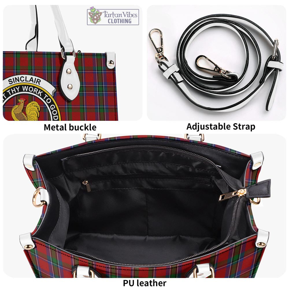 Tartan Vibes Clothing Sinclair Tartan Luxury Leather Handbags with Family Crest