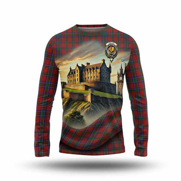 Sinclair Tartan Family Crest Long Sleeve T-Shirt with Scottish Ancient Castle Style Unisex - Tartan Vibes Clothing