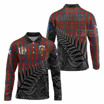 Sinclair Crest Tartan Long Sleeve Polo Shirt with New Zealand Silver Fern Half Style