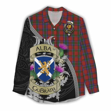 Sinclair Tartan Family Crest Women's Casual Shirt Lion Rampant Royal Thistle Shield Celtic Inspired Female - Tartan Vibes Clothing