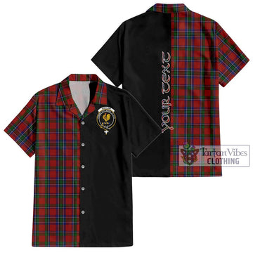 Sinclair Tartan Short Sleeve Button Shirt with Family Crest and Half Of Me Style