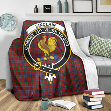 Sinclair Tartan Blanket with Family Crest