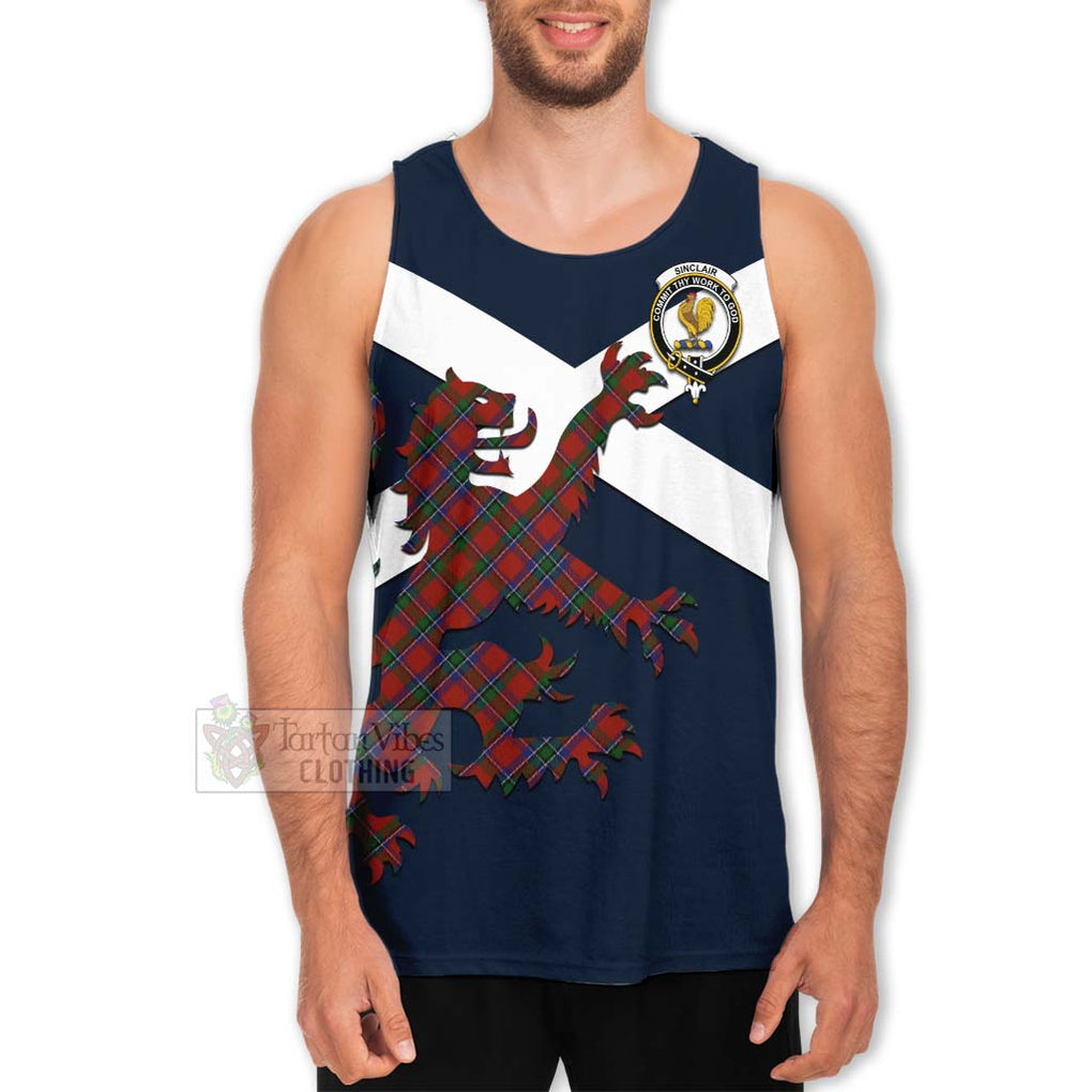 Tartan Vibes Clothing Sinclair Tartan Lion Rampant Men's Tank Top – Proudly Display Your Heritage with Alba Gu Brath and Clan Name