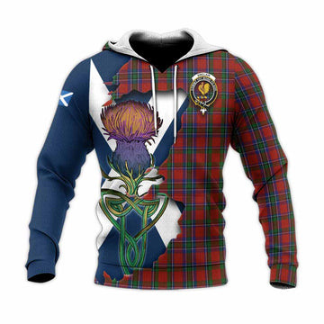 Sinclair Tartan Family Crest Knitted Hoodie Scottish Thistle Celtic Inspired Unisex Knitted Pullover Hoodie - Tartan Vibes Clothing