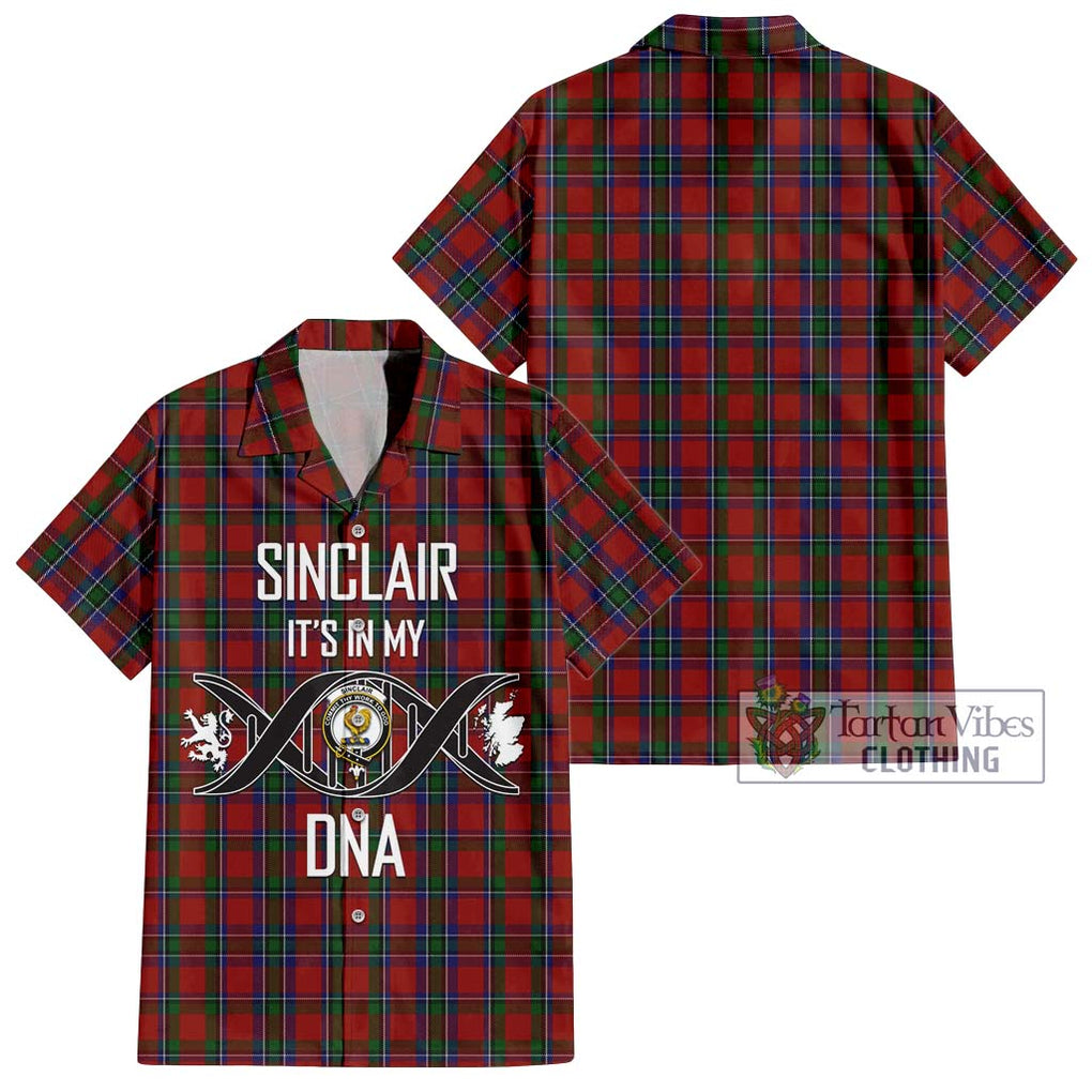 Sinclair Tartan Short Sleeve Button Shirt with Family Crest DNA In Me Style Kid - Tartanvibesclothing Shop