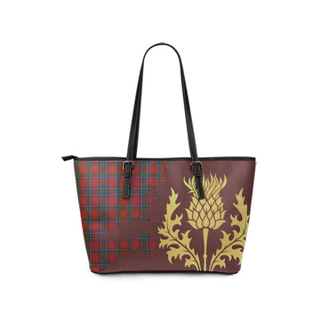 Sinclair Tartan Leather Tote Bag Gold Thistle Style - Tartan Vibes Clothing