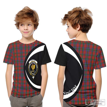 Sinclair Tartan Kid T-Shirt with Family Crest Circle Style