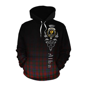 Sinclair Tartan Cotton Hoodie Featuring Alba Gu Brath Family Crest Celtic Inspired