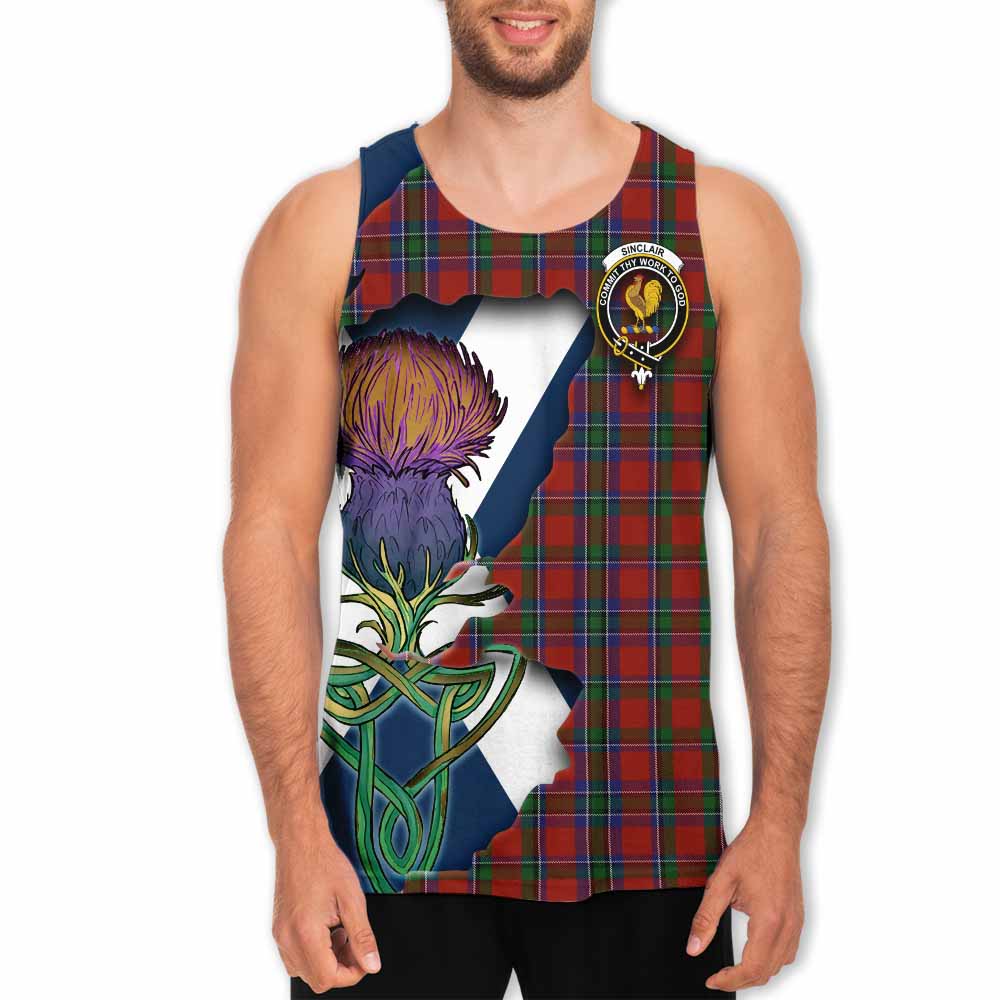 Sinclair Tartan Family Crest Men's Tank Top Scottish Thistle Celtic Inspired Men - Tartan Vibes Clothing