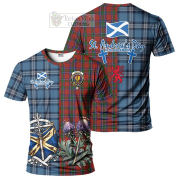 Sinclair Tartan T-Shirt Happy St. Andrew's Day Half Tartan Style