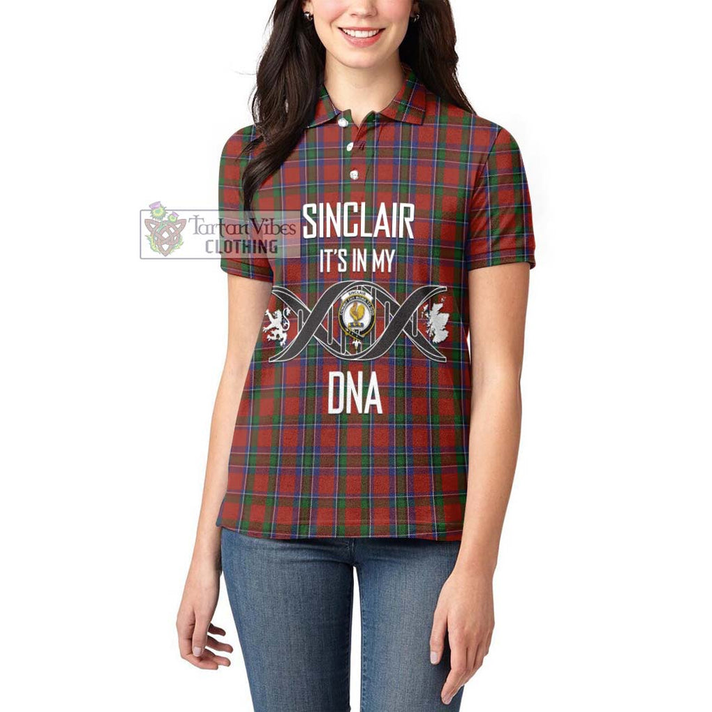 Sinclair Tartan Women's Polo Shirt with Family Crest DNA In Me Style Women - Tartanvibesclothing Shop