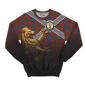 Sinclair Crest Tartan Sweatshirt with Golden Lion Emblem Celtic Style Unisex - Tartan Vibes Clothing