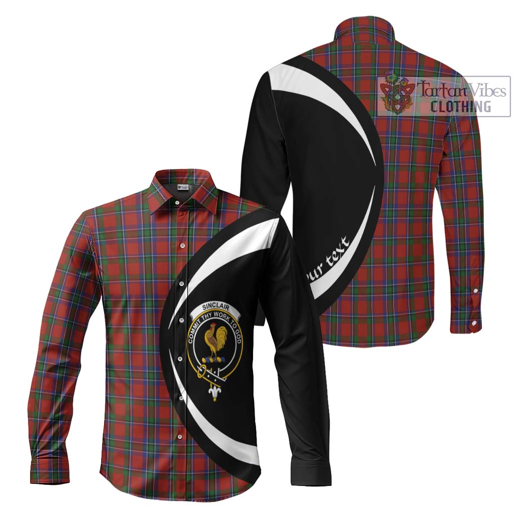 Sinclair Tartan Long Sleeve Button Up with Family Crest Circle Style Men's Shirt S - Tartan Vibes Clothing