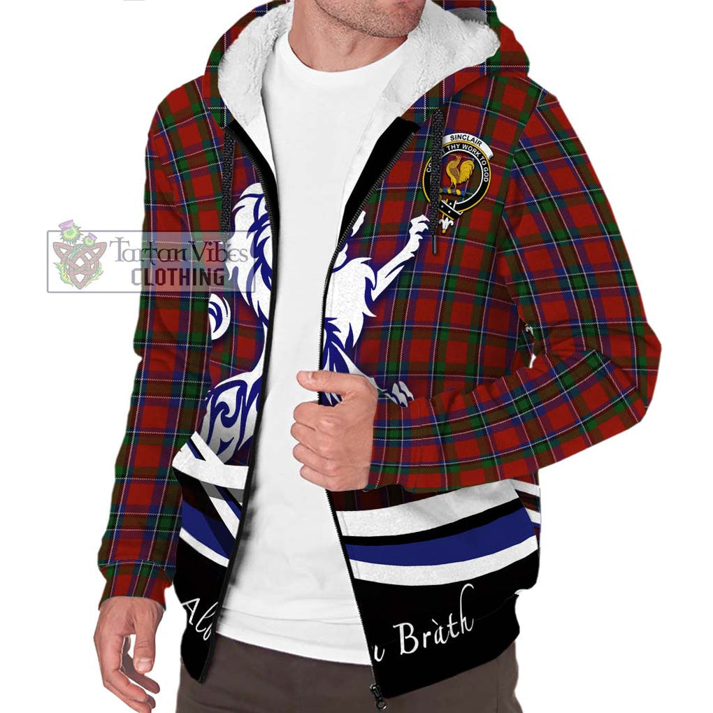 Sinclair Tartan Sherpa Hoodie with Alba Gu Brath Regal Lion Emblem Unisex S - Tartanvibesclothing Shop