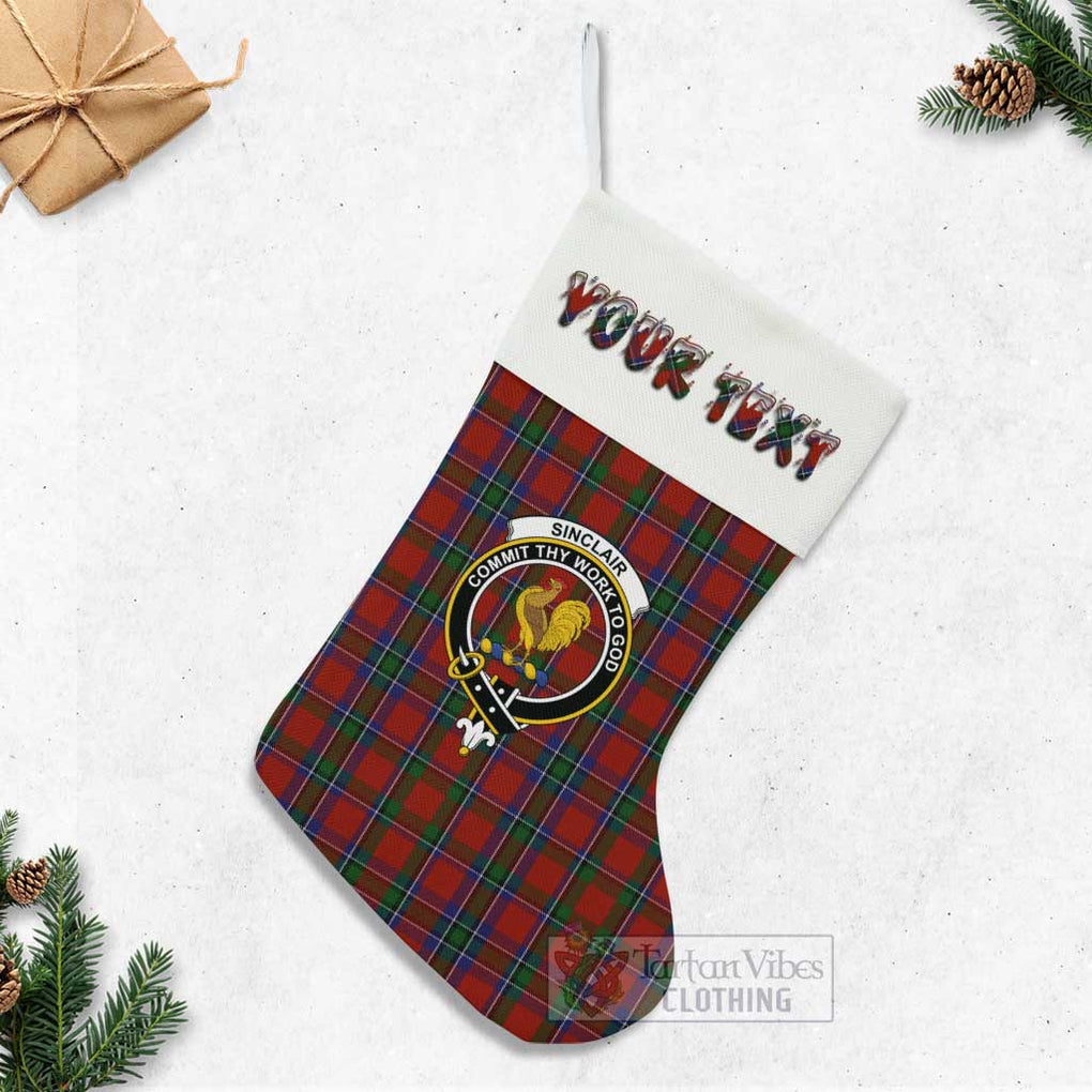 Tartan Vibes Clothing Sinclair Tartan Family Crest Christmas Stocking with Personalized Text