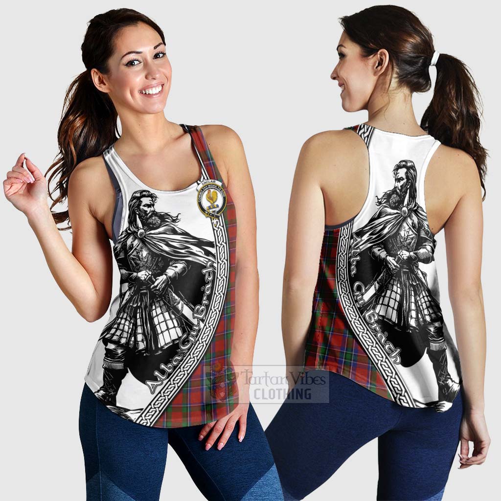 Sinclair Tartan Clan Crest Women's Racerback Tanks with Highlander Warrior Celtic Style 4XL - Tartan Vibes Clothing