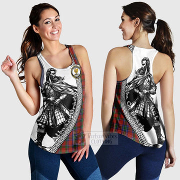 Sinclair Tartan Clan Crest Women's Racerback Tanks with Highlander Warrior Celtic Style