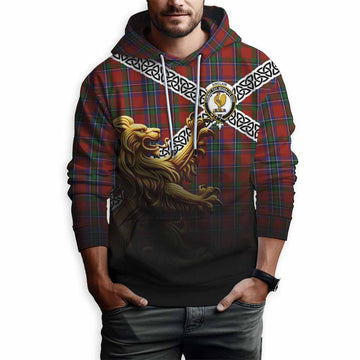 Sinclair Crest Tartan Hoodie with Golden Lion Emblem Celtic Style Pullover Hoodie - Tartan Vibes Clothing