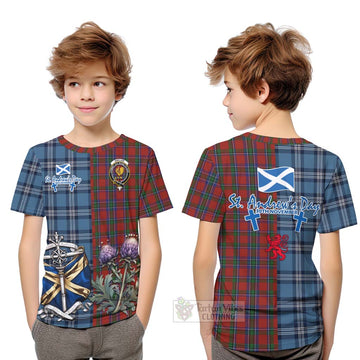 Sinclair Tartan Kid T-Shirt Happy St. Andrew's Day Half Tartan Style