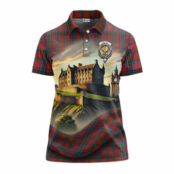 Sinclair Tartan Family Crest Women's Polo Shirt with Scottish Ancient Castle Style Women - Tartan Vibes Clothing