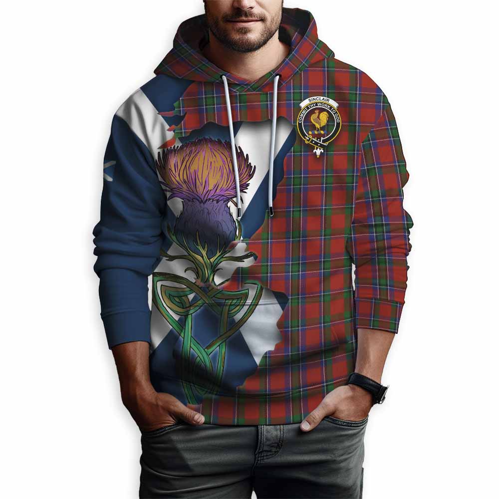 Sinclair Tartan Family Crest Hoodie Scottish Thistle Celtic Inspired Pullover Hoodie - Tartan Vibes Clothing