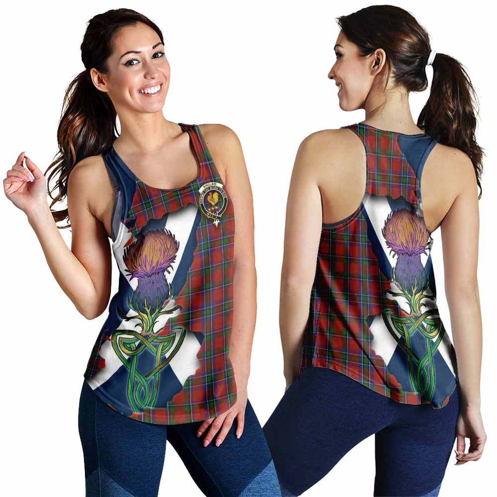Sinclair Tartan Family Crest Women's Racerback Tanks Scottish Thistle Celtic Inspired 4XL - Tartan Vibes Clothing