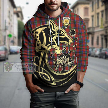 Sinclair Tartan Hoodie with Family Crest Celtic Wolf Style