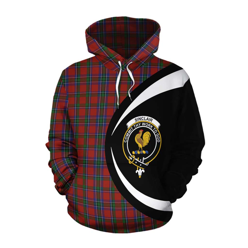 Tartan Vibes Clothing Sinclair Tartan Cotton Hoodie with Family Crest Circle Style