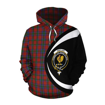 Sinclair Tartan Cotton Hoodie with Family Crest Circle Style