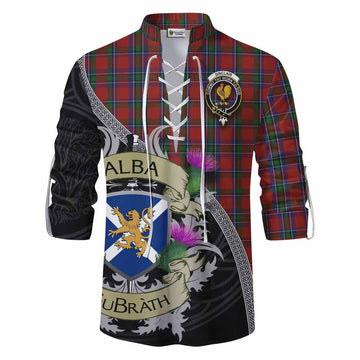 Sinclair Tartan Family Crest Ghillie Kilt Shirt Lion Rampant Royal Thistle Shield Celtic Inspired Men - Tartan Vibes Clothing