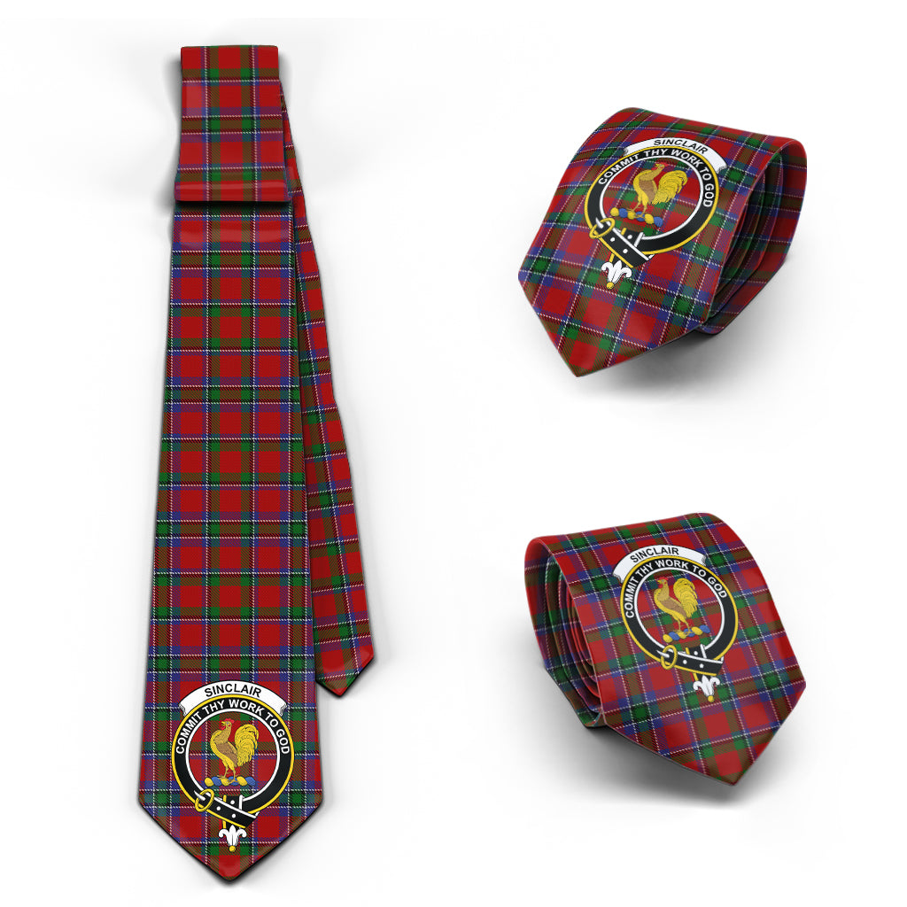 Sinclair Tartan Classic Necktie with Family Crest Necktie One Size - Tartan Vibes Clothing