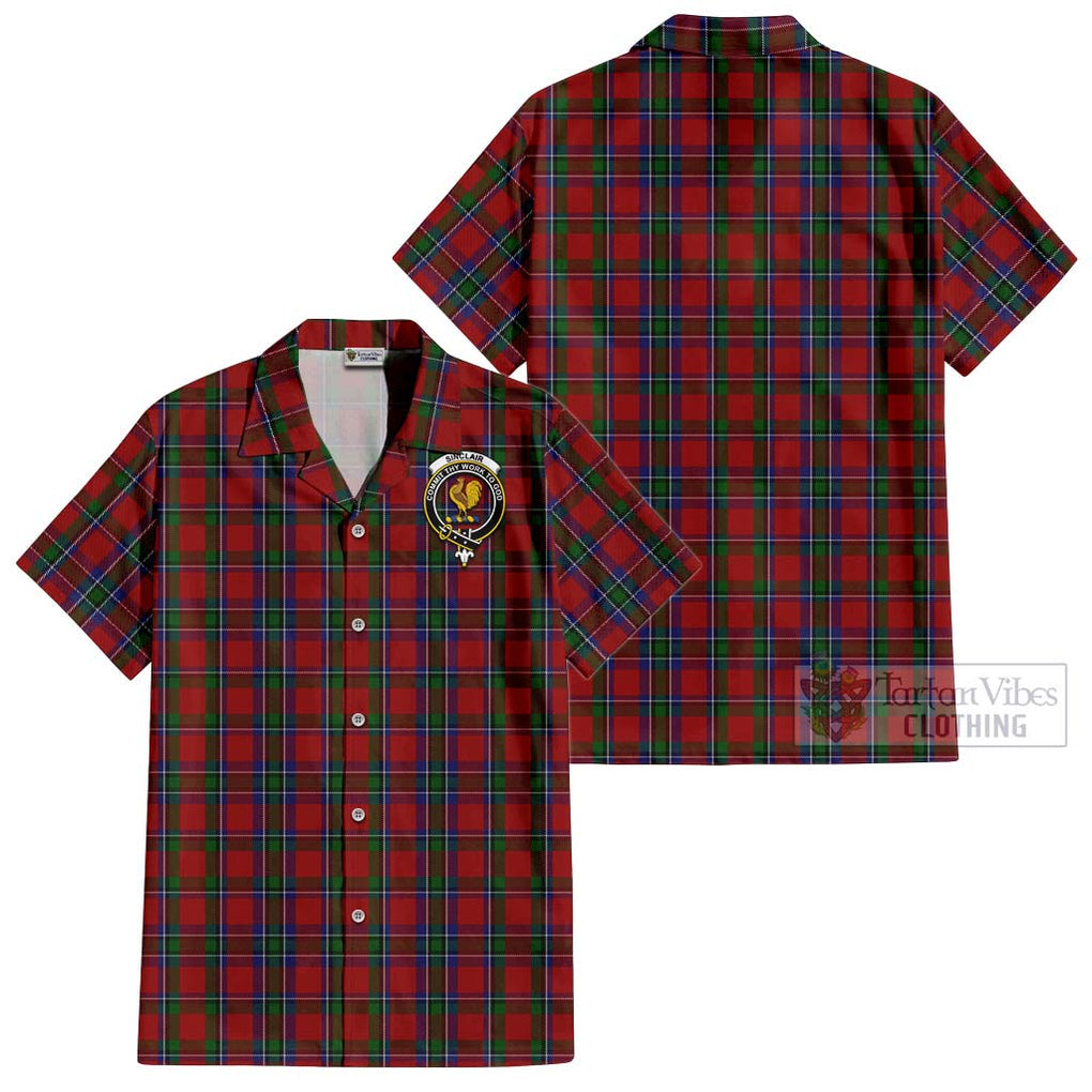 Sinclair Tartan Cotton Hawaiian Shirt with Family Crest Kid - Tartan Vibes Clothing