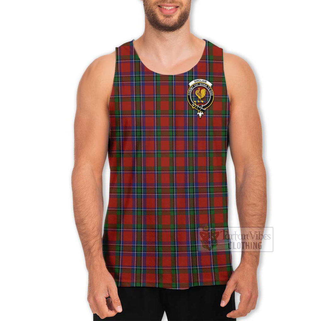 Tartan Vibes Clothing Sinclair Tartan Men's Tank Top with Family Crest Celtic Skull Style