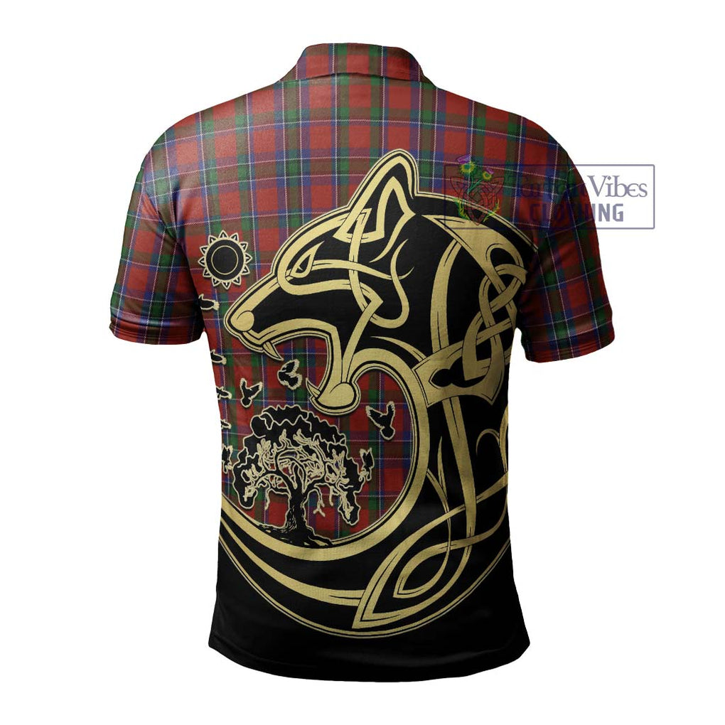 Sinclair Tartan Polo Shirt with Family Crest Celtic Wolf Style - Tartanvibesclothing Shop