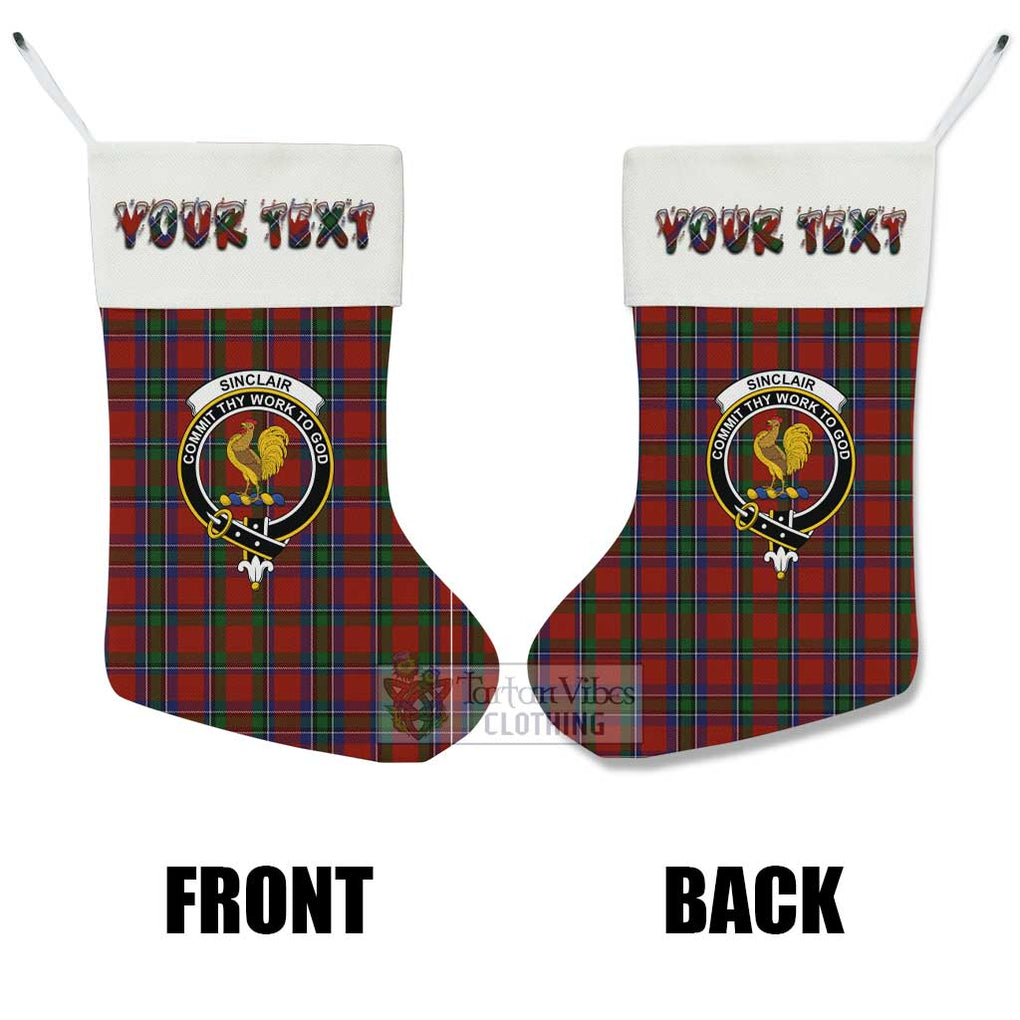 Tartan Vibes Clothing Sinclair Tartan Family Crest Christmas Stocking with Personalized Text