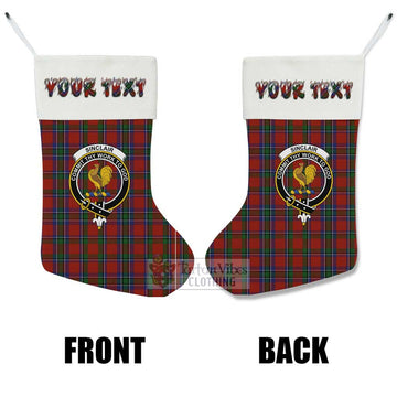 Sinclair Tartan Family Crest Christmas Stocking with Personalized Text