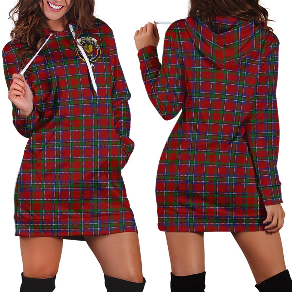 Sinclair Tartan Hoodie Dress with Family Crest - Tartan Vibes Clothing